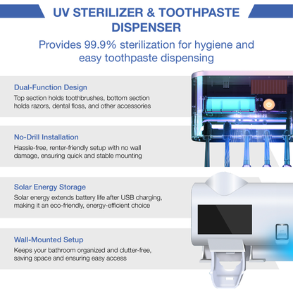 Desired Shop™ Smart Solar Toothbrush Holder & Squeezer 3 in 1